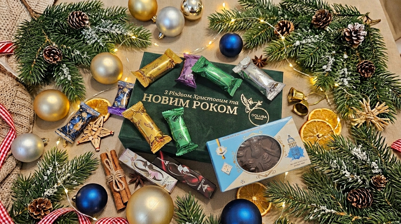 Новорічна оксамитова коробка (зелена)